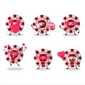 100 Dollar casino chip cartoon character with love cute emoticon