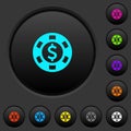Dollar casino chip dark push buttons with color icons Royalty Free Stock Photo