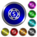 Dollar casino chip luminous coin-like round color buttons Royalty Free Stock Photo