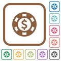 Dollar casino chip simple icons