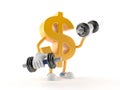 Dollar character with dumbbell