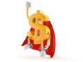 Dollar character with hero cape