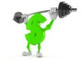 Dollar character lifting heavy barbell