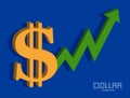 Dollar and chart, bullran icon, rising price, background money