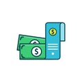 Dollar check vector illustration. Startup and new business filled outline icon.