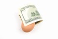 Dollar and chicken egg, on isolated white background Royalty Free Stock Photo