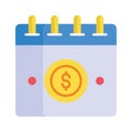 Dollar coin on calendar, modern vector of payment date