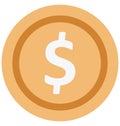 Dollar Coin Color Vector Icon which can easily modify or edit Royalty Free Stock Photo