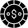 dollar, coin glyph icon, vector design usa independence day