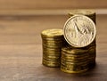 Dollar coin and gold money Royalty Free Stock Photo