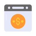 Dollar coin inside webpage showing concept icon of online earnings or monetization