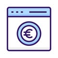 Dollar coin inside webpage showing concept icon of pay per click or monetization