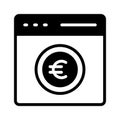 Dollar coin inside webpage showing concept icon of pay per click or monetization