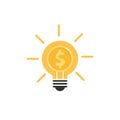 Dollar coin in light bulb icon flat design Royalty Free Stock Photo