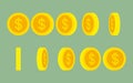 Dollar coin rotating gif animation sprite sheet