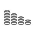 Dollar coin stack icon. Coins stack icon, pile of dollar coins. Royalty Free Stock Photo