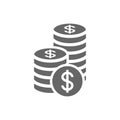 Dollar coin stack icon. Coins stack icon, pile of dollar coins.