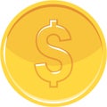 Dollar coin vector gold money icon isolated Royalty Free Stock Photo