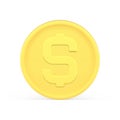 Dollar coin yellow circle realistic 3d icon front view vector banking financial economy symbol