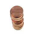 Dollar coins 1 cent wheat penny cent isolated