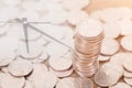 Dollar coins scattered on the table