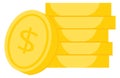 Dollar coins stack. Golden money cartoon icon