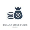 dollar coins stack icon in trendy design style. dollar coins stack icon isolated on white background. dollar coins stack vector Royalty Free Stock Photo