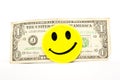 Dollar concept. Yellow smiling face.