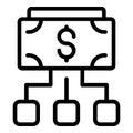Dollar contribution icon, outline style