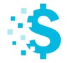 Dollar crash sign, currency inflation symbol