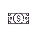 Dollar currency. Cash money. Cash. Vector liner black icon. Royalty Free Stock Photo