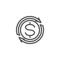 Dollar currency converter line icon