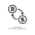 Dollar currency exchange bitcoin thin line icon.