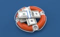 Dollar currency inside life buoy Royalty Free Stock Photo