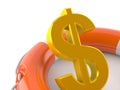 Dollar currency inside life buoy Royalty Free Stock Photo