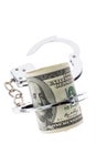 Dollar Currency notes with handcuffs Royalty Free Stock Photo