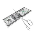 Dollar cut with scissors Royalty Free Stock Photo