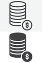 Dollar data finance line and solid different style vector icon set Royalty Free Stock Photo