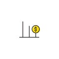 Dollar Decrease Rate vector icon symbol isolated on white background