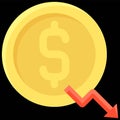 Dollar Depreciation icon, Bankruptcy related vector Royalty Free Stock Photo
