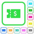 Dollar discount coupon vivid colored flat icons Royalty Free Stock Photo