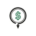 Dollar down icon. Cost reduction design. Vector illustration. Eps 10. Royalty Free Stock Photo