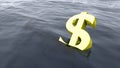 Dollar drowning in the ocean economy crisis concept