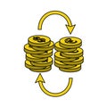 Dollar Euro Coins Stack Icon Royalty Free Stock Photo