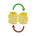 Dollar Euro Coins Stack Icon Royalty Free Stock Photo