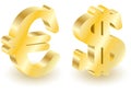 Dollar and euro money 3d symbols.