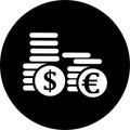 Dollar. euro, money icon. Rounded vector graphics Royalty Free Stock Photo