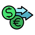 Dollar euro money transfer icon color outline vector Royalty Free Stock Photo