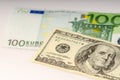 Dollar and euro notes. ,dollar, exchange, currency, cash