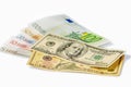 Dollar and euro notes. ,dollar, exchange, currency, cash